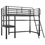 Beds & Bed Frames: Gaming Loft Bed with Desk, Steel Metal Frame, Space Saving Design, for Single Mattress, Matte Dark Grey
