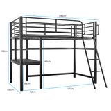 Beds & Bed Frames: Gaming Loft Bed with Desk, Steel Metal Frame, Space Saving Design, for Single Mattress, Matte Dark Grey