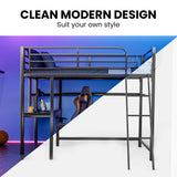 Beds & Bed Frames: Gaming Loft Bed with Desk, Steel Metal Frame, Space Saving Design, for Single Mattress, Matte Dark Grey
