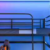 Beds & Bed Frames: Gaming Loft Bed with Desk, Steel Metal Frame, Space Saving Design, for Single Mattress, Matte Dark Grey
