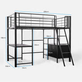 Beds & Bed Frames: Gaming Loft Bed with Desk and Storage Cabinet, Steel Metal Frame, Space Saving Design, for Single Mattress, Matte Dark Grey