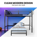 Beds & Bed Frames: KINGSTON SLUMBER Single Loft Bed And Single Underbed, Multifunctional, Space Saving with Fixed Ladder, Matte Dark Grey