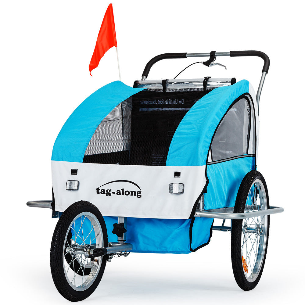 Bicycle Stands & Storage: Tag-along Kids Bike Trailer Child Bicycle Pram Stroller Children Jogger Blue