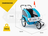 Bicycle Stands & Storage: Tag-along Kids Bike Trailer Child Bicycle Pram Stroller Children Jogger Blue