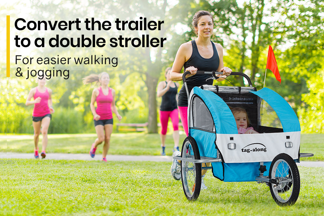 Bicycle Stands & Storage: Tag-along Kids Bike Trailer Child Bicycle Pram Stroller Children Jogger Blue