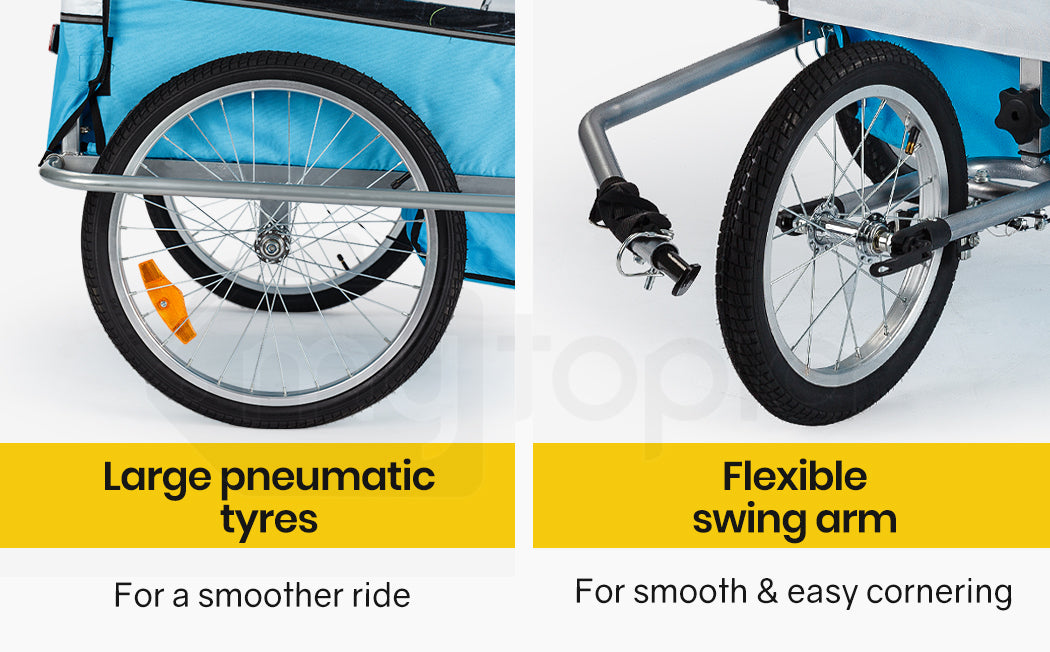 Bicycle Stands & Storage: Tag-along Kids Bike Trailer Child Bicycle Pram Stroller Children Jogger Blue