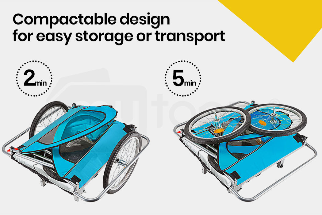 Bicycle Stands & Storage: Tag-along Kids Bike Trailer Child Bicycle Pram Stroller Children Jogger Blue