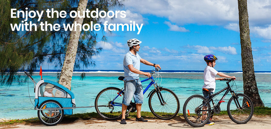Bicycle Stands & Storage: Tag-along Kids Bike Trailer Child Bicycle Pram Stroller Children Jogger Blue
