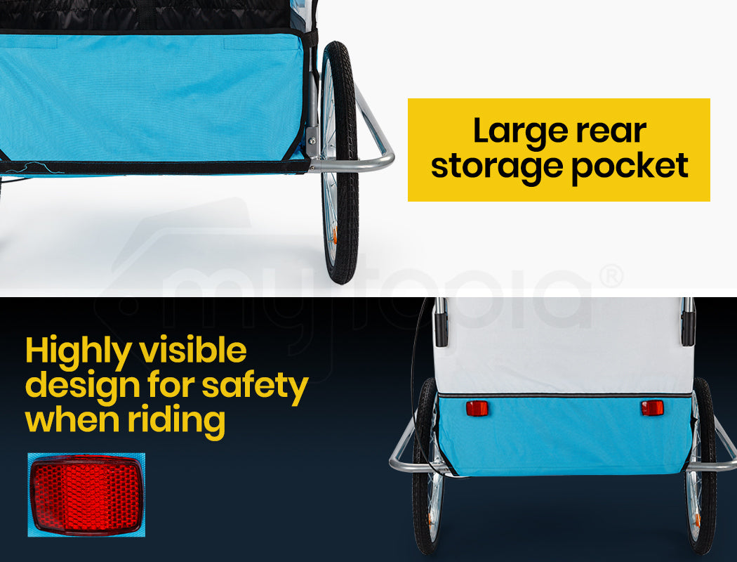 Bicycle Stands & Storage: Tag-along Kids Bike Trailer Child Bicycle Pram Stroller Children Jogger Blue
