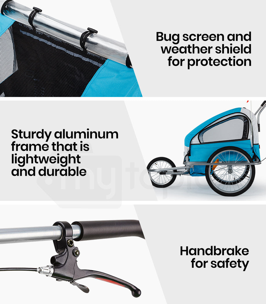 Bicycle Stands & Storage: Tag-along Kids Bike Trailer Child Bicycle Pram Stroller Children Jogger Blue