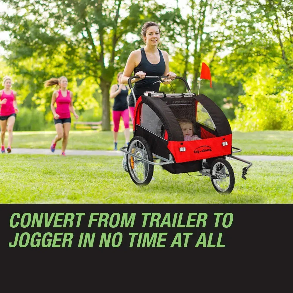 Tag-Along Kids Bike Trailer Child Bicycle Pram Stroller Children Wheel Jogger Red