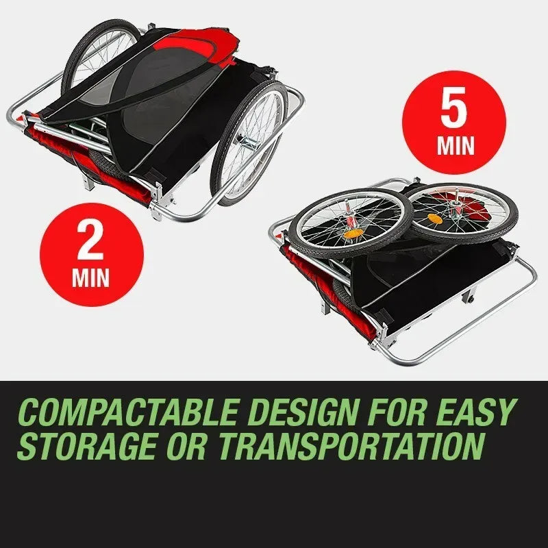Tag-Along Kids Bike Trailer Child Bicycle Pram Stroller Children Wheel Jogger Red