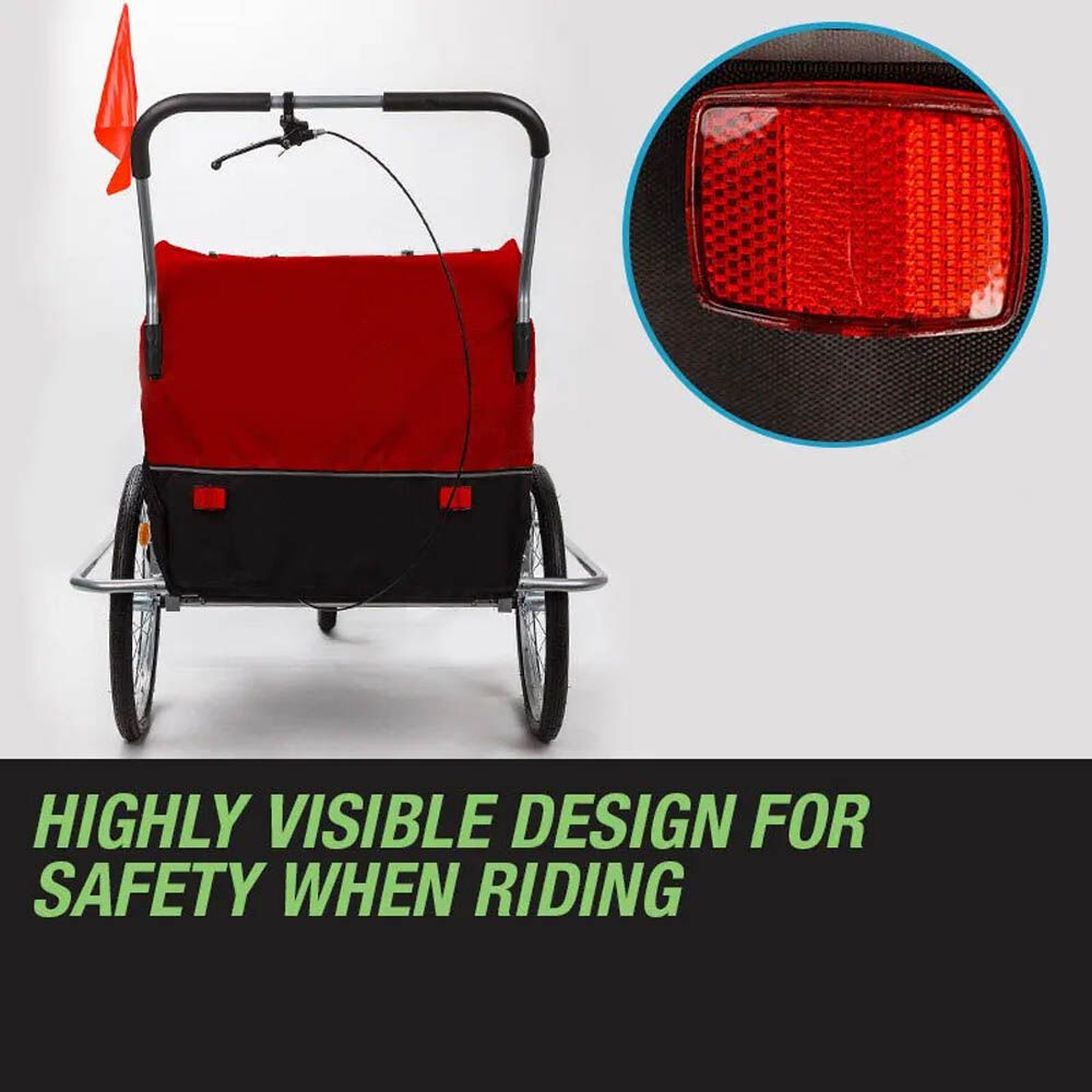 Tag-Along Kids Bike Trailer Child Bicycle Pram Stroller Children Wheel Jogger Red