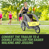 Bicycle Stands & Storage: Tag-along Kids Bike Trailer Bicycle Pram Stroller Children Jogger Yellow