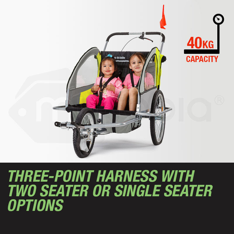 Bicycle Stands & Storage: Tag-along Kids Bike Trailer Bicycle Pram Stroller Children Jogger Yellow