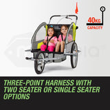 Bicycle Stands & Storage: Tag-along Kids Bike Trailer Bicycle Pram Stroller Children Jogger Yellow