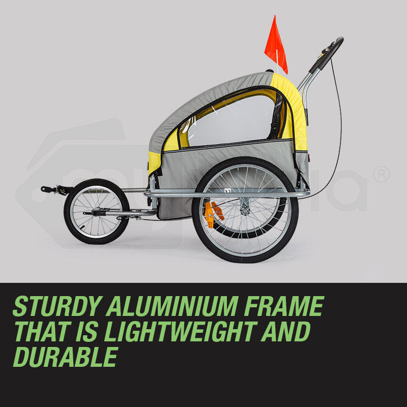 Bicycle Stands & Storage: Tag-along Kids Bike Trailer Bicycle Pram Stroller Children Jogger Yellow