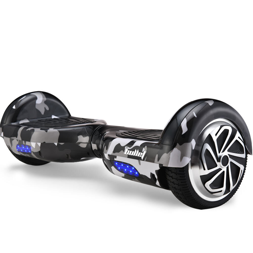 Hoverboards: BULLET Gen III Hoverboard Scooter, Dual Copper Motors, UL Certified, AU Compliant, 6.5" Wheels, Superior Self Balancing System, LED Lights, Carry Bag, Camo Grey