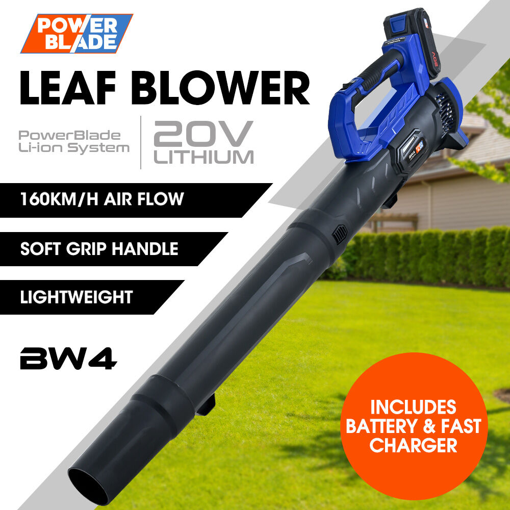 Leaf Blowers: POWERBLADE BW4 20V Cordless Electric Leaf Blower Kit, with Battery and Fast Charger
