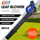 Leaf Blowers: POWERBLADE BW4 20V Cordless Electric Leaf Blower Kit, with Battery and Fast Charger
