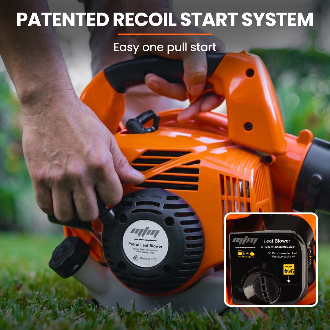 MTM Petrol Leaf Blower 26CC 2-Stroke Petrol Hand Garden Yard Outdoor Two