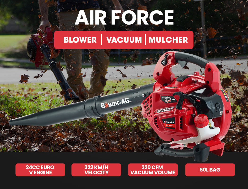 Leaf Blowers: BAUMR-AG Cordless Leaf Blower Vacuum Petrol Hand Garden Lawn Held Vac 2-Stroke