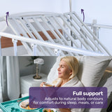Sleeping Aids: EQUIPMED Electric 8 Function Medical Bed , w/ Mattress & Over Bed Table, Adjustable Back and Leg Lifting, Lateral Tilting, Commode Bowl, IV Pole