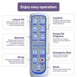 Sleeping Aids: EQUIPMED Electric 8 Function Medical Bed , w/ Mattress & Over Bed Table, Adjustable Back and Leg Lifting, Lateral Tilting, Commode Bowl, IV Pole