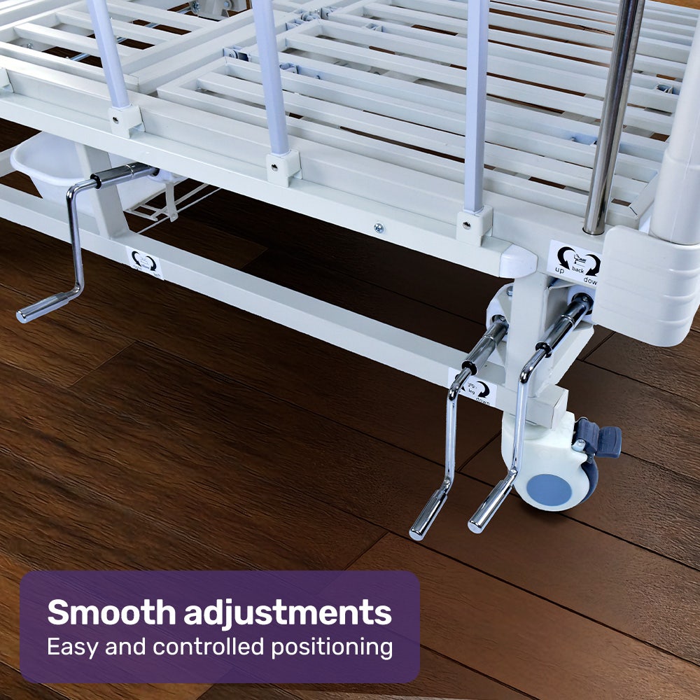 Sleeping Aids: EQUIPMED 7 Function Medical Bed, w/ Mattress & Over Bed Table, Adjustable Back and Leg Lifting, Lateral Tilting, Commode Bowl, IV Pole