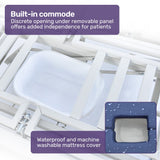 Sleeping Aids: EQUIPMED 7 Function Medical Bed, w/ Mattress & Over Bed Table, Adjustable Back and Leg Lifting, Lateral Tilting, Commode Bowl, IV Pole