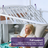 Sleeping Aids: EQUIPMED 7 Function Medical Bed, w/ Mattress & Over Bed Table, Adjustable Back and Leg Lifting, Lateral Tilting, Commode Bowl, IV Pole