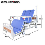 Sleeping Aids: EQUIPMED 7 Function Medical Bed, w/ Mattress & Over Bed Table, Adjustable Back and Leg Lifting, Lateral Tilting, Commode Bowl, IV Pole