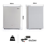Camping Appliances: GECKO 70L Portable Bar Fridge and Freezer 12V/24V for Camping, Caravans, Silver
