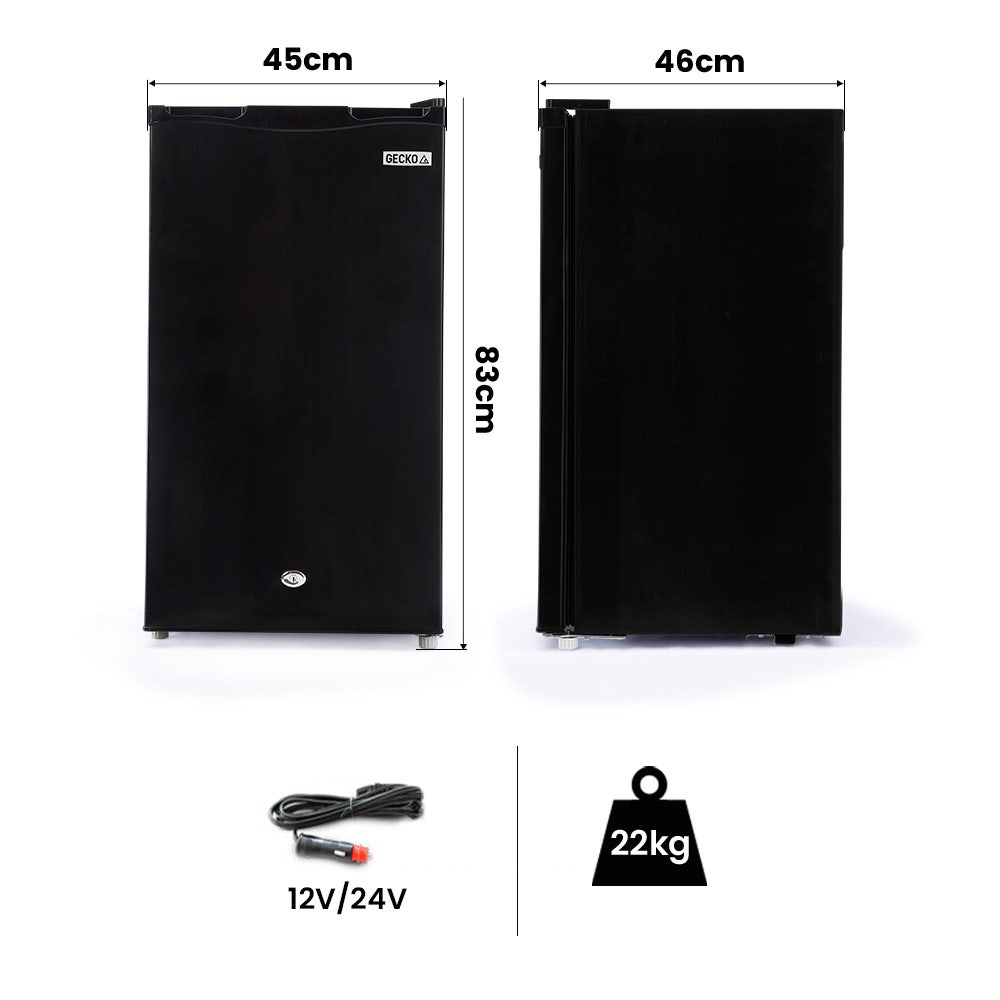 Camping Appliances: GECKO 95L Portable Upright Fridge and Freezer, 12V/24V for Camping, Caravans, Black