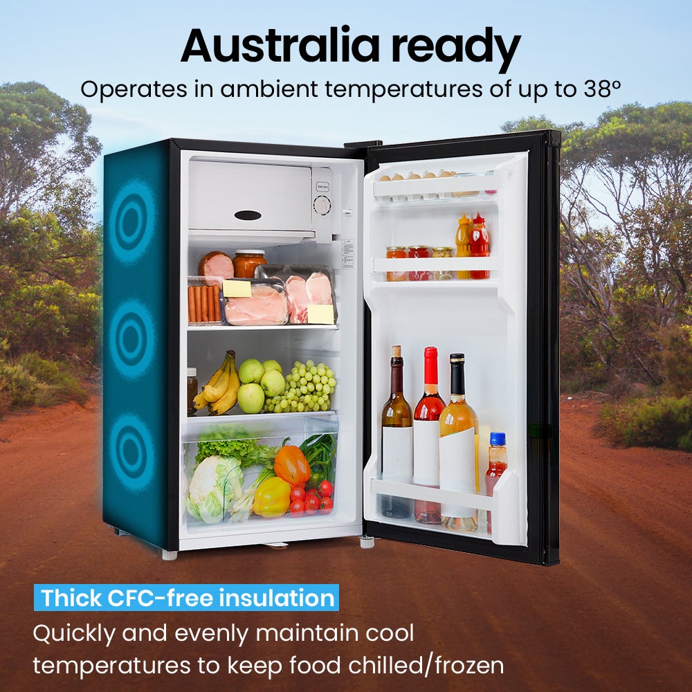 Camping Appliances: GECKO 95L Portable Upright Fridge and Freezer, 12V/24V for Camping, Caravans, Black