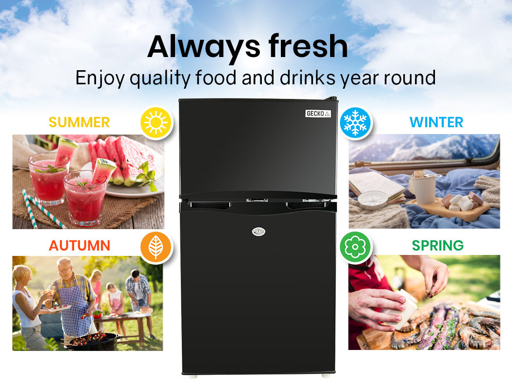 Camping Appliances: GECKO 95L Portable Upright Fridge, 12V/24V for Motorhome, Caravan, Black