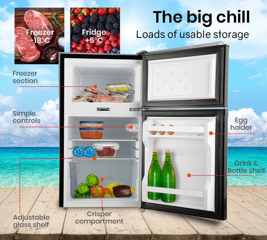 Camping Appliances: GECKO 95L Portable Upright Fridge, 12V/24V for Motorhome, Caravan, Black
