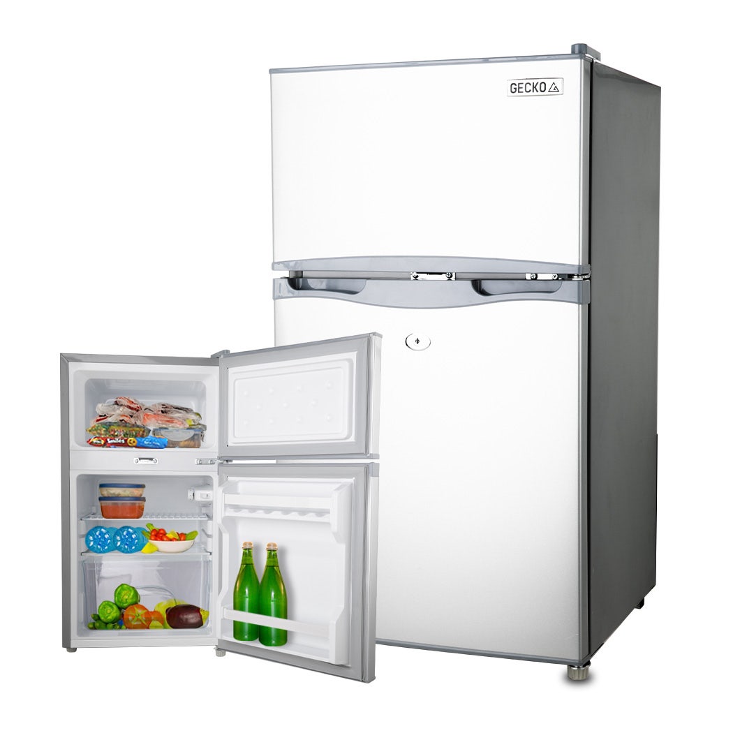 Camping Appliances: GECKO 95L Portable Upright Fridge, 12V/24V for Motorhome, Caravan, Silver