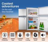 Camping Appliances: GECKO 95L Portable Upright Fridge, 12V/24V for Motorhome, Caravan, Silver