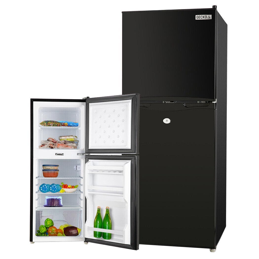Camping Appliances: GECKO 125L Portable Upright Fridge, 12V/24V for Motorhome, Caravan, Black