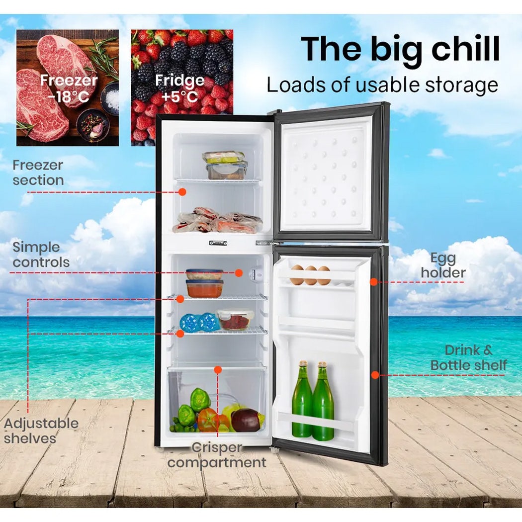 Camping Appliances: GECKO 125L Portable Upright Fridge, 12V/24V for Motorhome, Caravan, Black