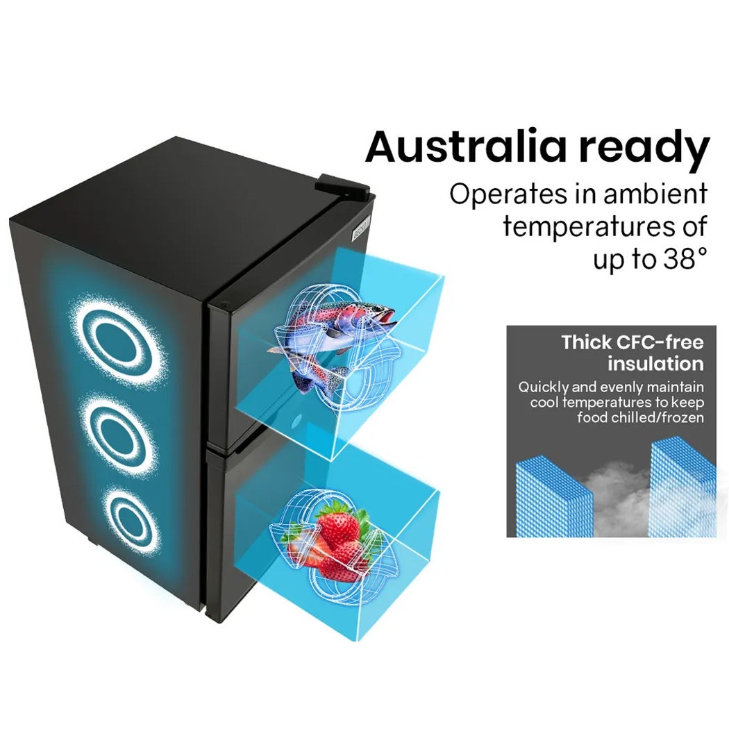 Camping Appliances: GECKO 125L Portable Upright Fridge, 12V/24V for Motorhome, Caravan, Black