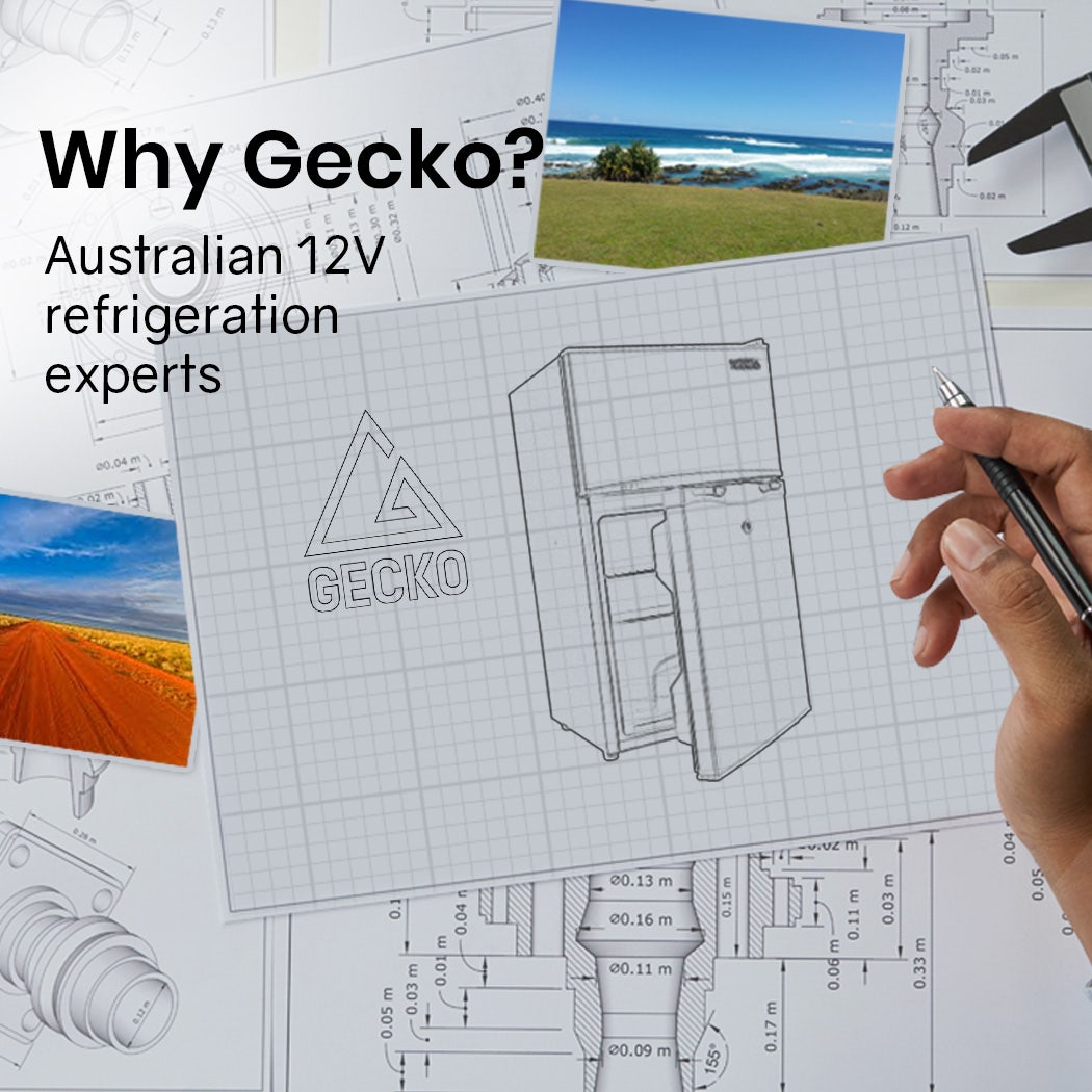 Camping Appliances: GECKO 125L Portable Upright Fridge, 12V/24V for Motorhome, Caravan, Silver