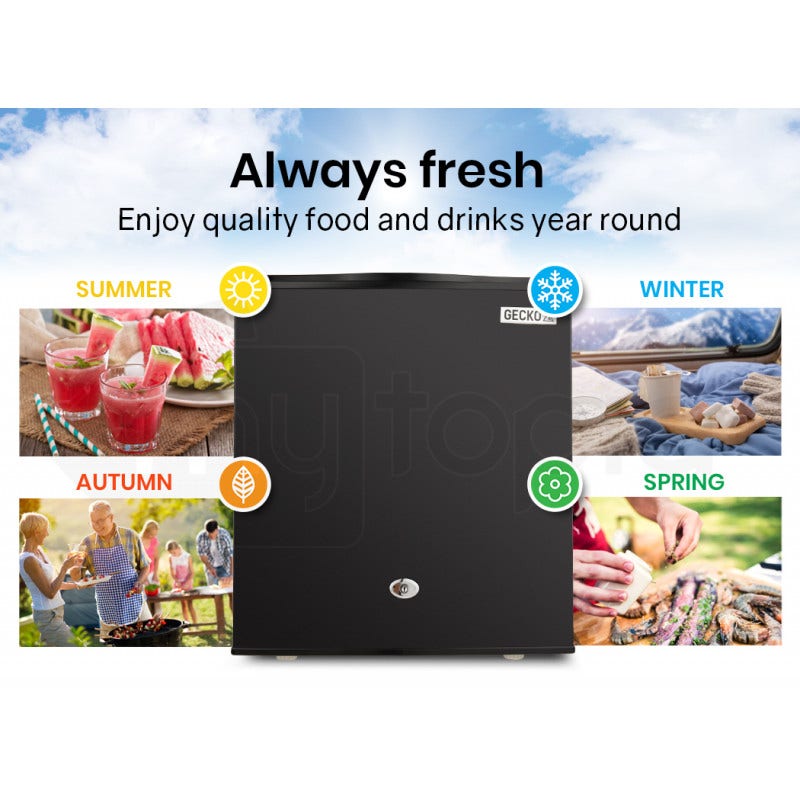 Camping Appliances: GECKO 57L Portable Camping Bar Fridge with Freezer 12V/24V, Black