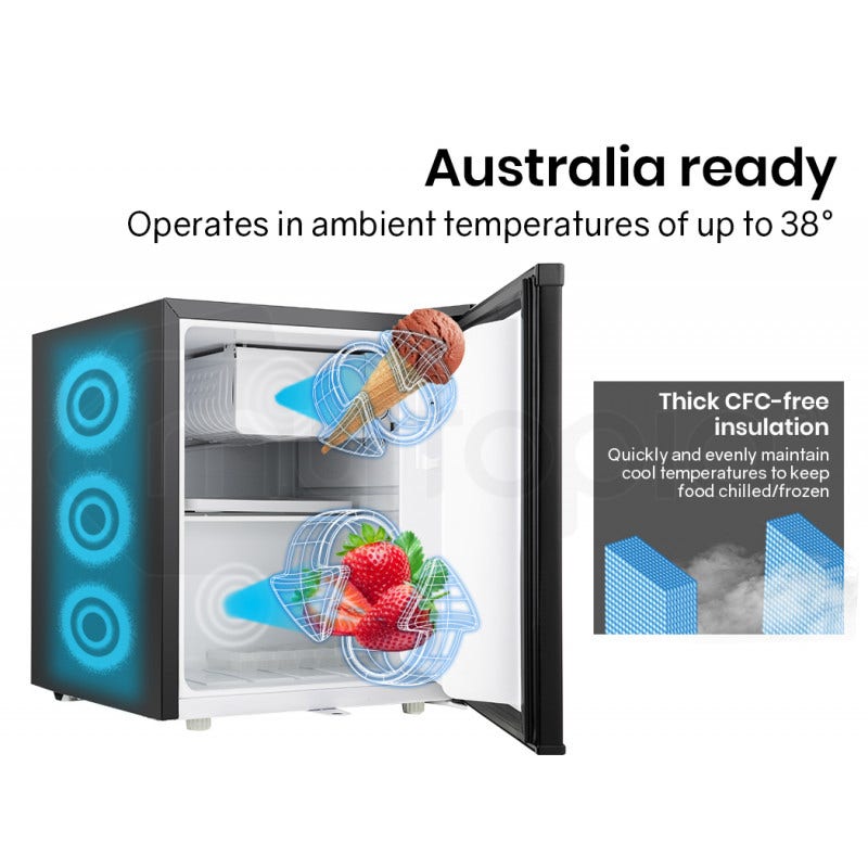 Camping Appliances: GECKO 57L Portable Camping Bar Fridge with Freezer 12V/24V, Black