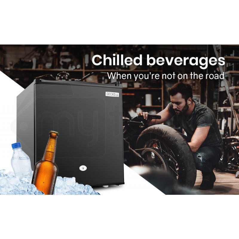 Camping Appliances: GECKO 57L Portable Camping Bar Fridge with Freezer 12V/24V, Black