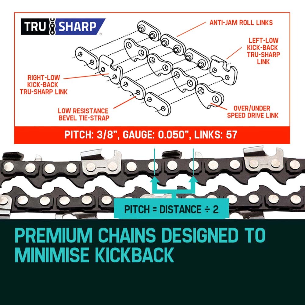 Chainsaws: 2 X 16 Baumr-AG Chainsaw Chain 16in Bar Replacement Suits SX38 38CC Saws