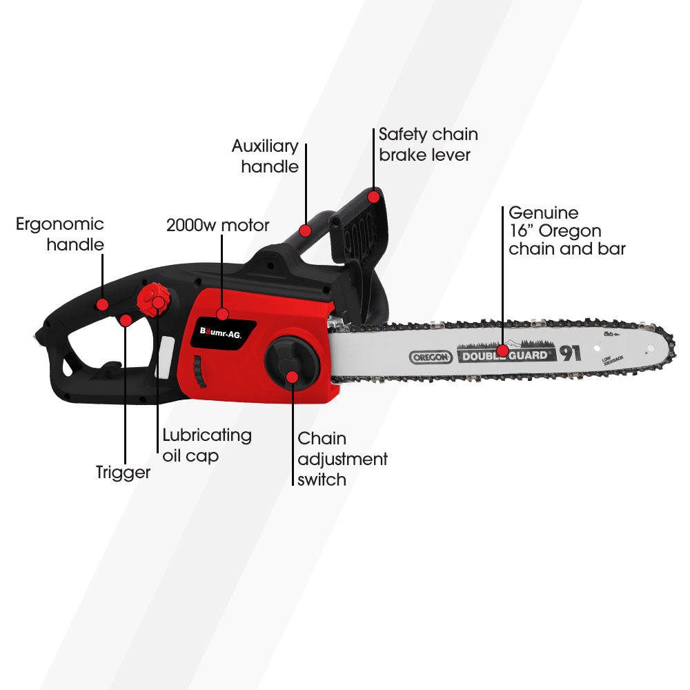 Chainsaws: BAUMR-AG 2000W Electric Chainsaw, 16 Inch Oregon Bar and Chain