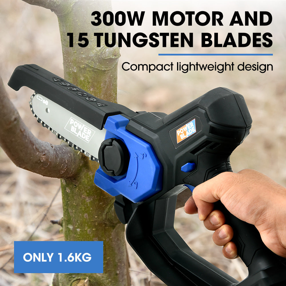 Chainsaws: POWERBLADE SW7 20V Cordless Convertible Mini Chainsaw Pole Saw Kit, Telescopic Electric Tree Pruner with Lithium Battery & Fast Charger