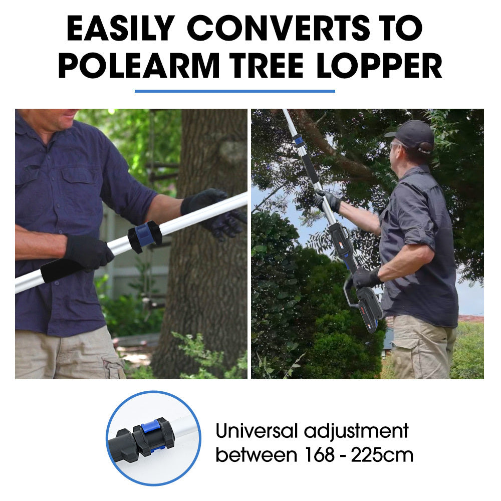 Chainsaws: POWERBLADE SW7 20V Cordless Convertible Mini Chainsaw Pole Saw Kit, Telescopic Electric Tree Pruner with Lithium Battery & Fast Charger